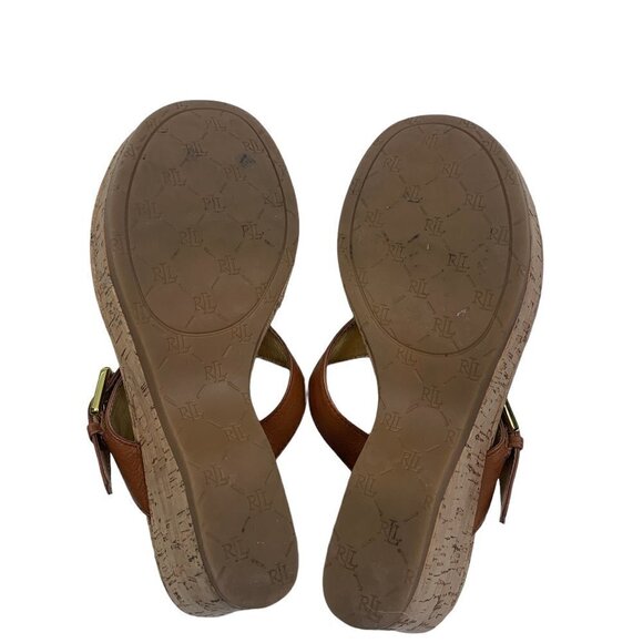 Lauren Ralph Lauren Oralee Cork Thong Wedge Women's Size 7 - Picture 8 of 10